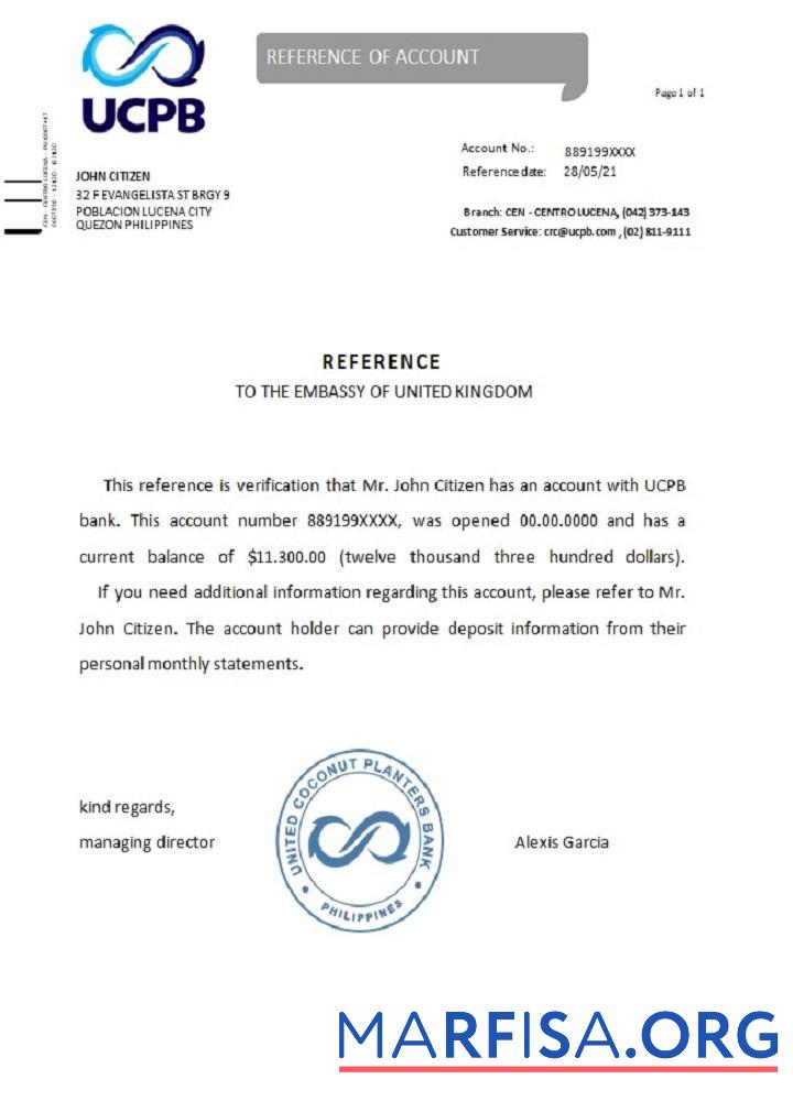 Downloadable Philippines UCPB reference template